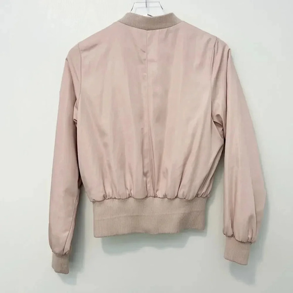 BISHOP + YOUNG Satin Bomber Jacket in Dusty Rose - Picture 3 of 8